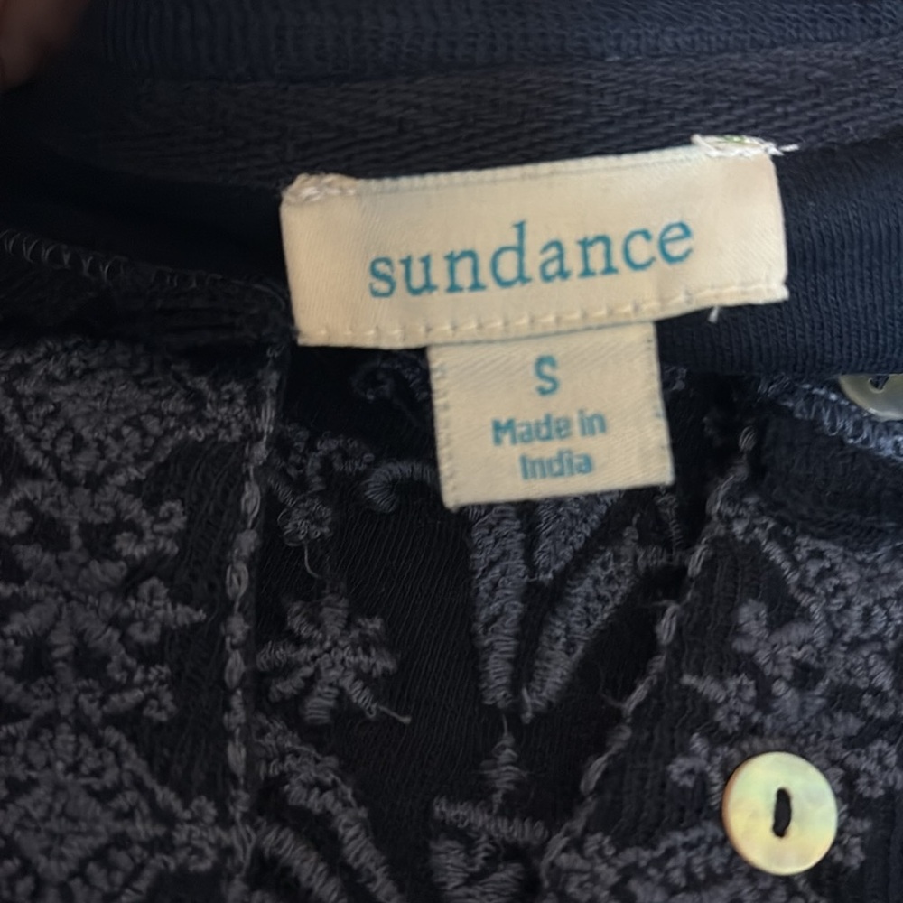 Sundance Embroidery Henley Waffle Knit Long Sleeve Tee - Picture 7 of 7